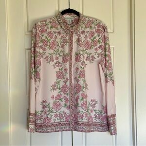 Cupcakes & Cashmere Pink and Green Floral Blouse